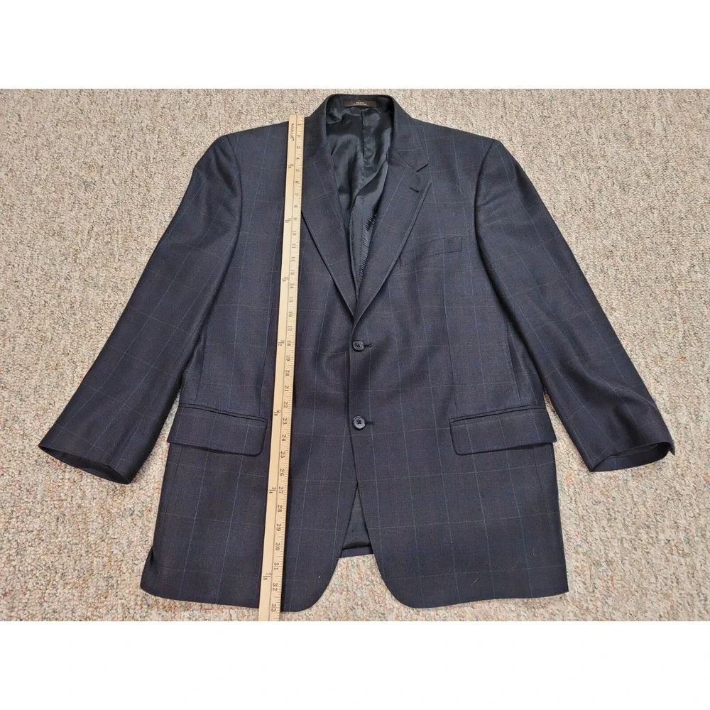 Joseph Abboud Blazer Mens 44R Grey Silk‎ Wool Windowpane Sport Coat Nordstrom